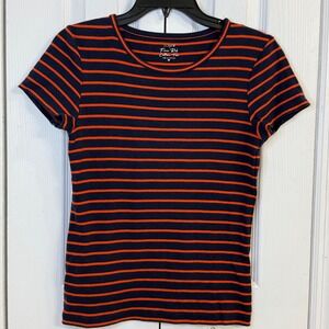 J.Crew Fine Rib Cotton Tee Striped Short Sleeve Top Casual Everyday‎ Size M